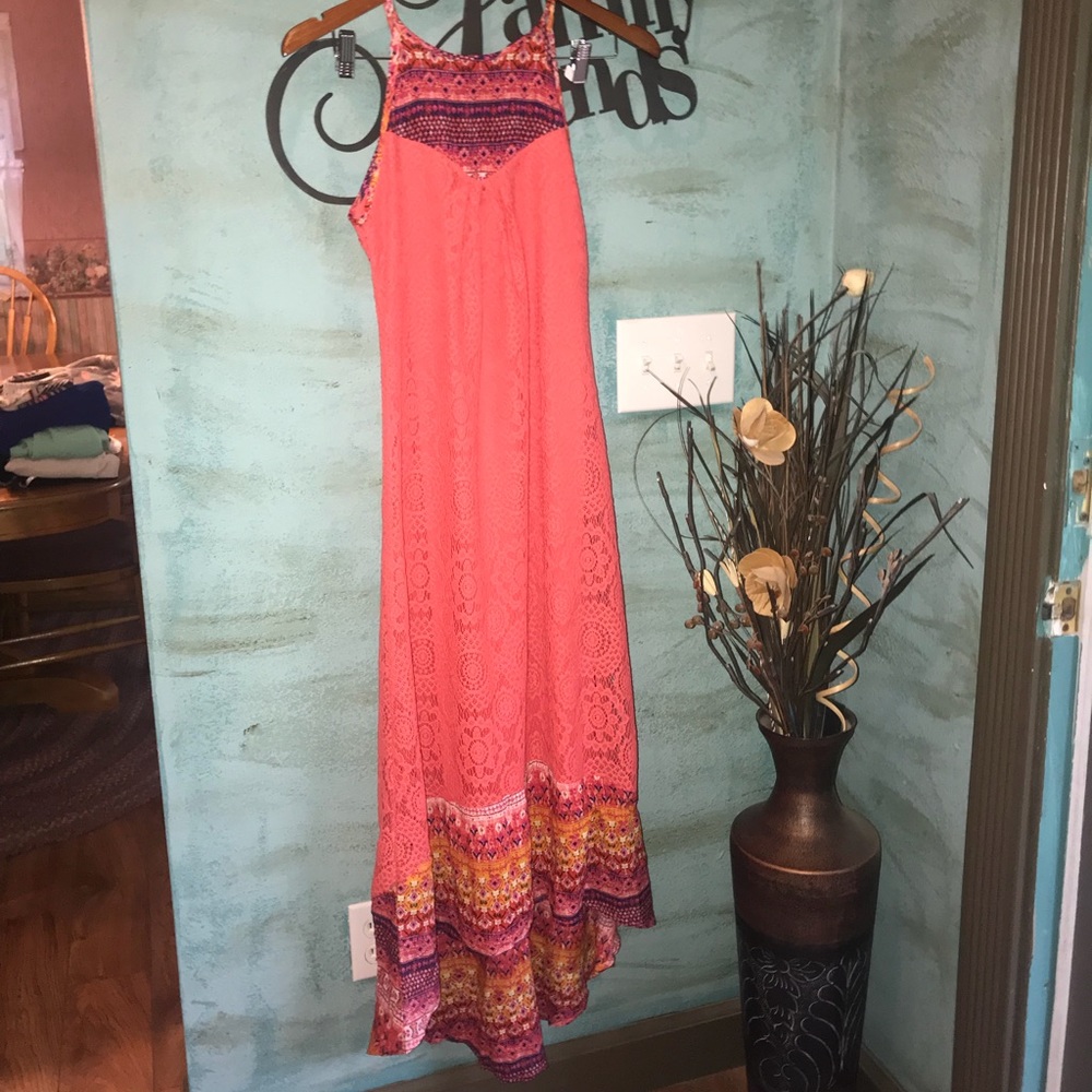Coral lace dress